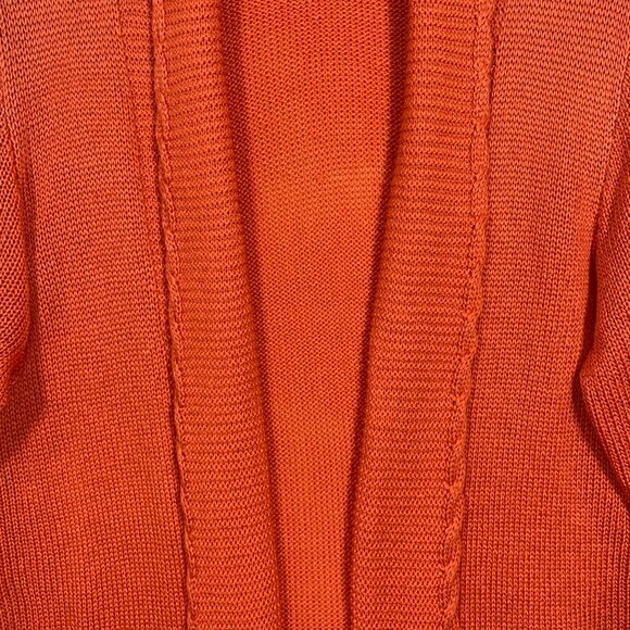 shawl collar Knit cardigan open front with pockets Orange size LG Allison Sheri - Picture 5 of 16
